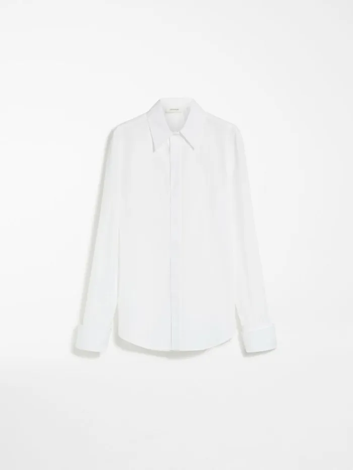Women Max Mara Blouses Cotton Poplin Shirt Optical White