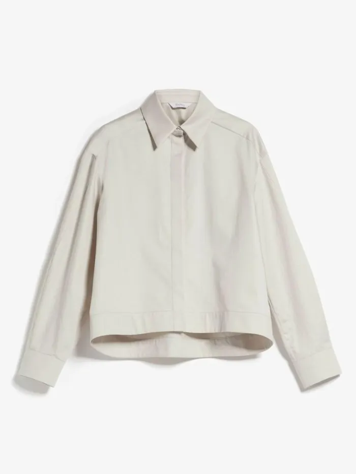 Women Max Mara Blouses Cotton Sateen Shirt Stone