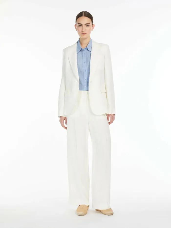 Women Max Mara Blouses Linen Shirt Light Blue