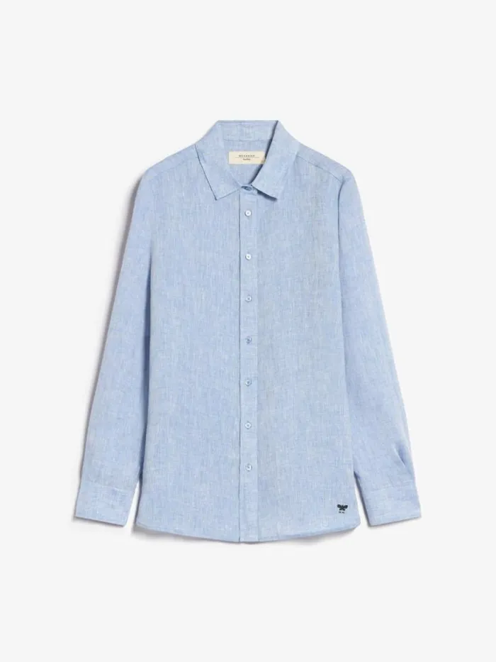 Women Max Mara Blouses Linen Shirt Light Blue