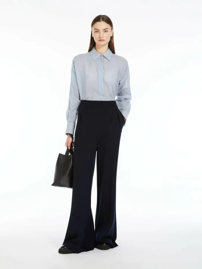 Women Max Mara Blouses Masculinestyle Organza Shirt Avio