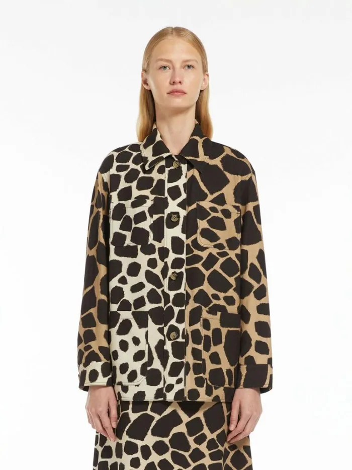 Women Max Mara Blouses Printed Linen And Cotton Jacket Black