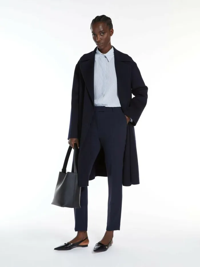 Women Max Mara Blouses Striped Crepe De Chine Shirt Navy