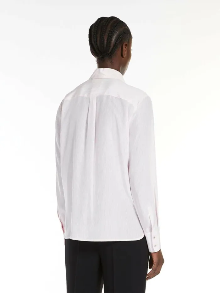 Women Max Mara Blouses Striped Crepe De Chine Shirt Pink