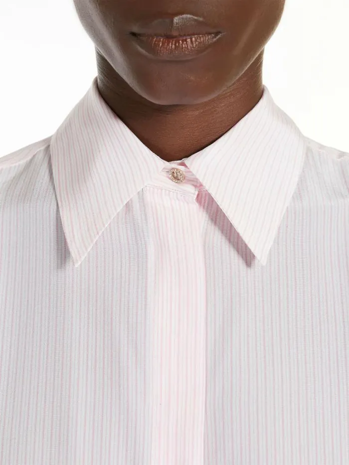 Women Max Mara Blouses Striped Crepe De Chine Shirt Pink