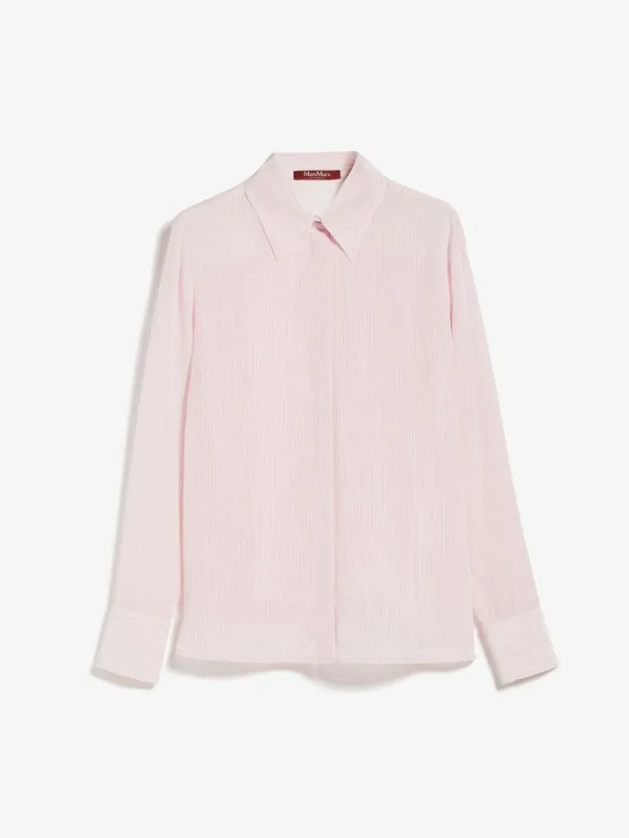 Women Max Mara Blouses Striped Crepe De Chine Shirt Pink
