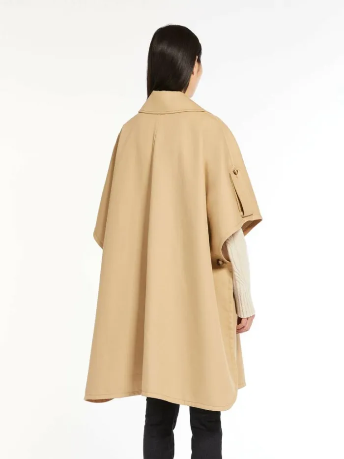 Women Max Mara Capes Doublebreasted Cape In Waterresistant Cotton Sand