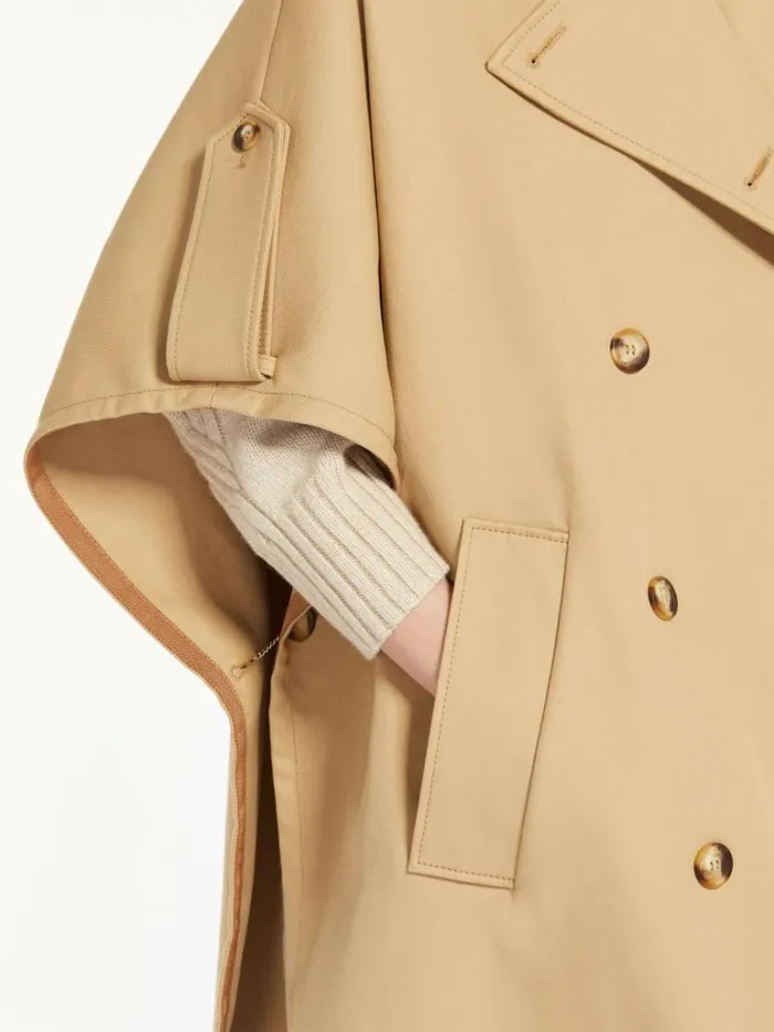 Women Max Mara Capes Doublebreasted Cape In Waterresistant Cotton Sand