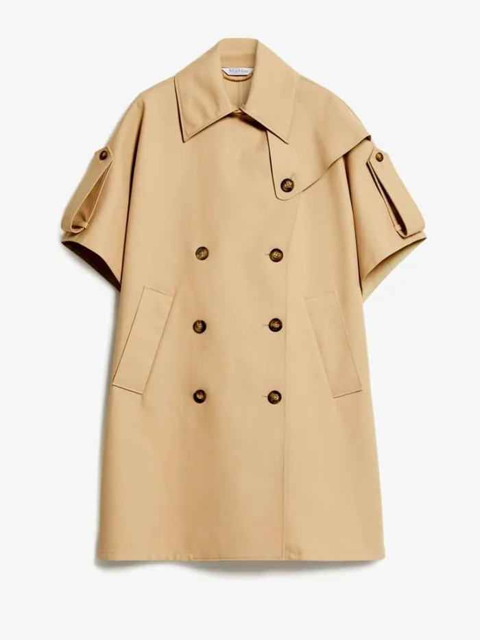 Women Max Mara Capes Doublebreasted Cape In Waterresistant Cotton Sand