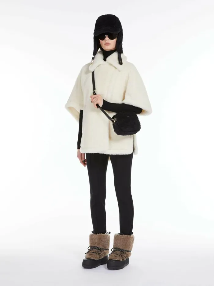 Women Max Mara Capes Teddy Fabric Cape White