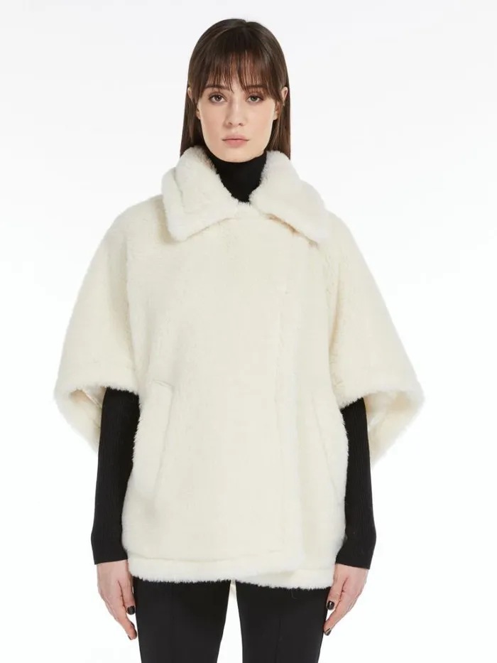 Women Max Mara Capes Teddy Fabric Cape White