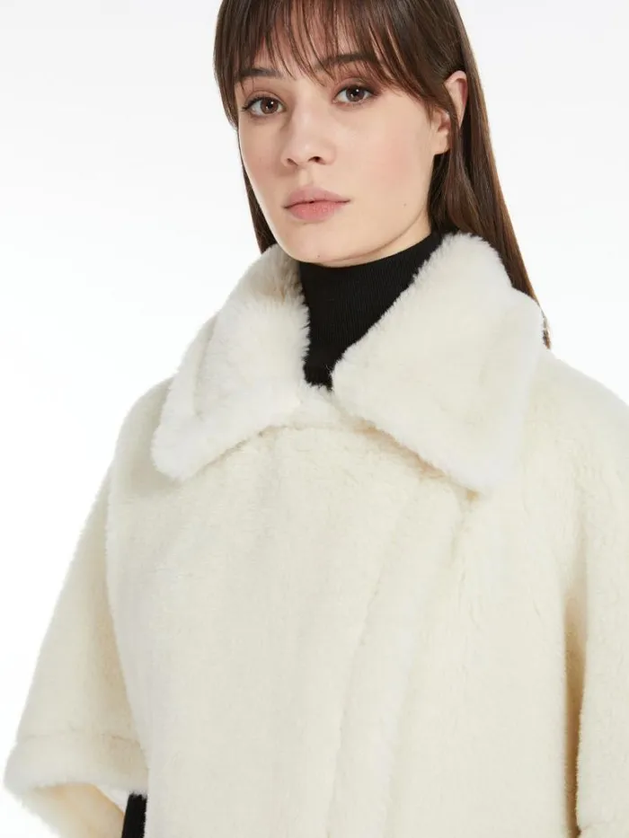Women Max Mara Capes Teddy Fabric Cape White