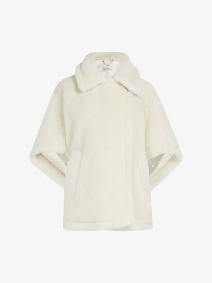 Women Max Mara Capes Teddy Fabric Cape White
