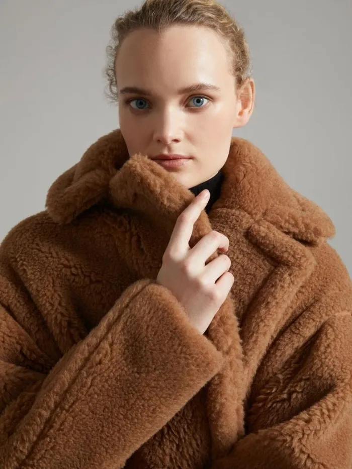 Women Max Mara Coats Teddy Bear Icon Coat Camel