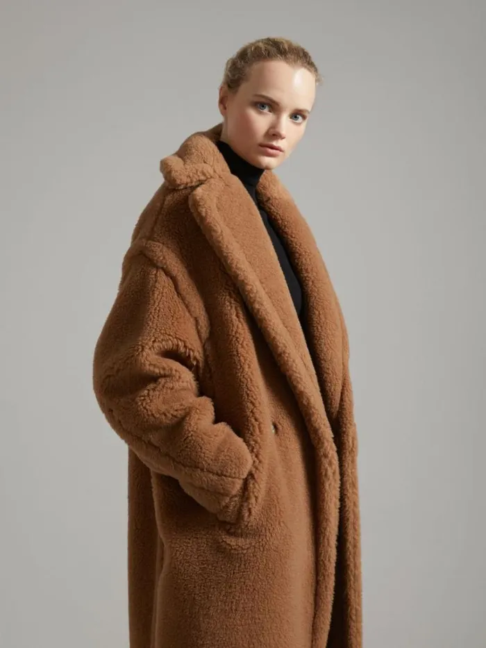 Women Max Mara Coats Teddy Bear Icon Coat Camel