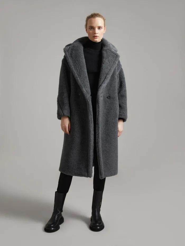 Women Max Mara Coats Teddy Bear Icon Coat Medium Grey