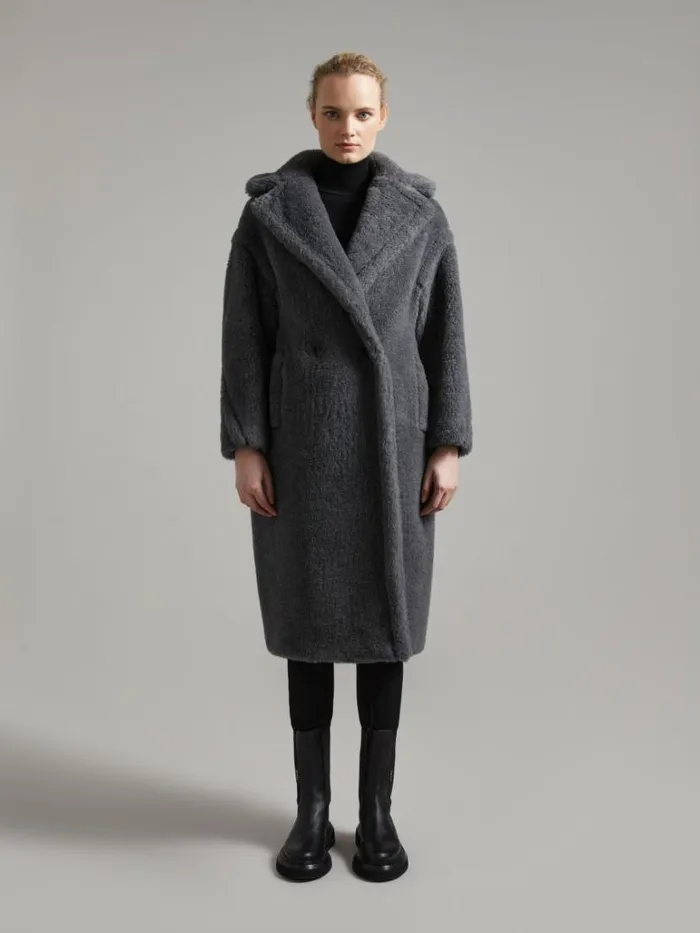 Women Max Mara Coats Teddy Bear Icon Coat Medium Grey