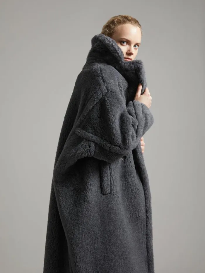 Women Max Mara Coats Teddy Bear Icon Coat Medium Grey