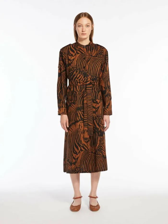 Women Max Mara Dresses Cotton Poplin Dress Brown