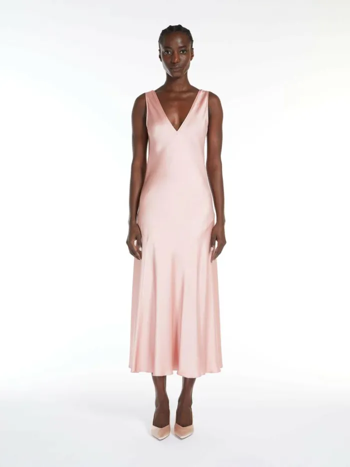 Women Max Mara Dresses Flowing Envers Satin Dress Pink