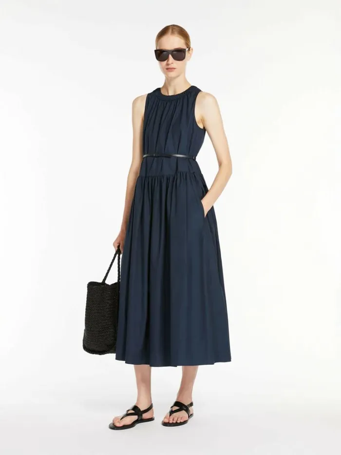 Women Max Mara Dresses Poplin Dress With Belt Midnightblue