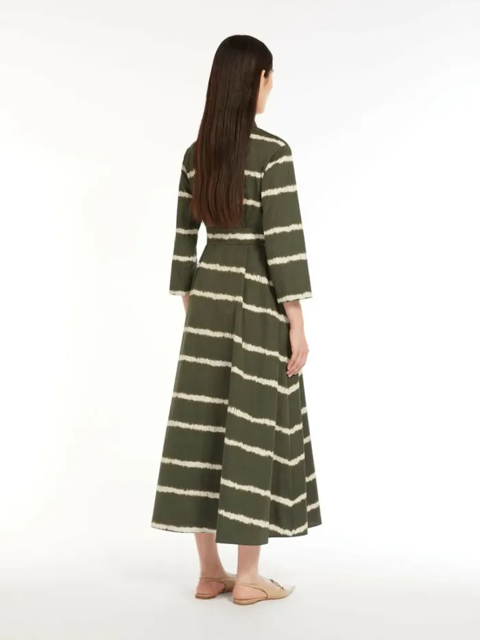 Women Max Mara Dresses Printed Poplin Shirt Dress Kaki