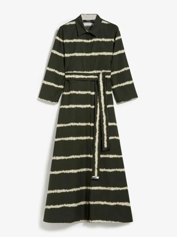 Women Max Mara Dresses Printed Poplin Shirt Dress Kaki