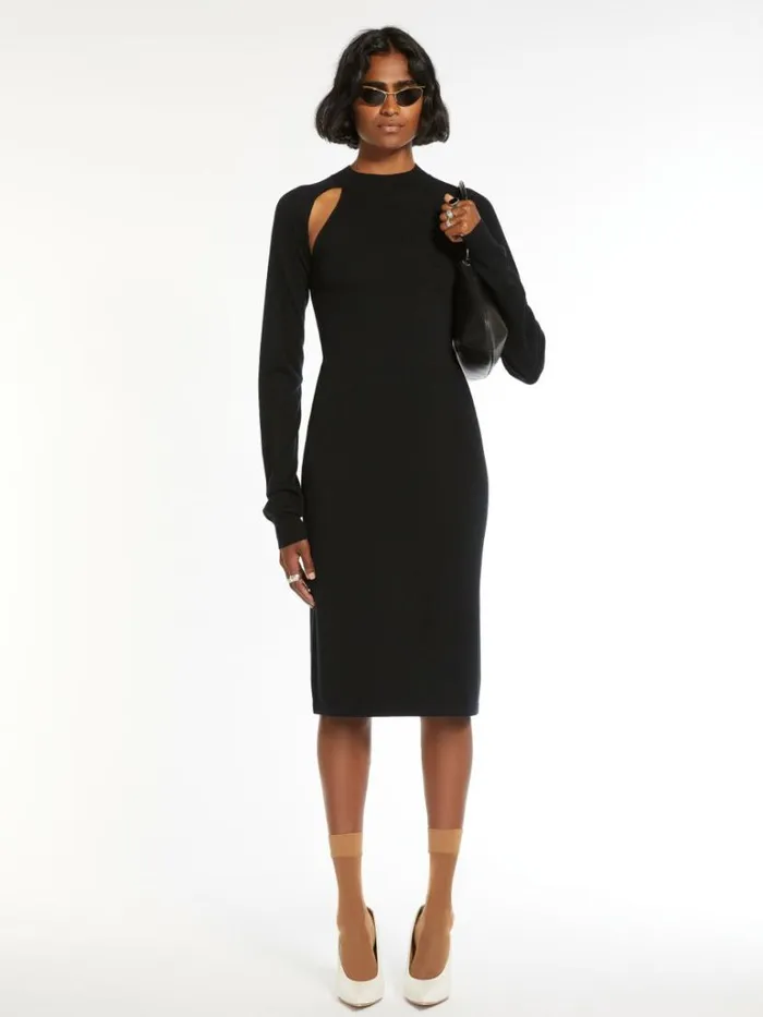 Women Max Mara Dresses Slimfit Knitted Wool And Silk Dress Black