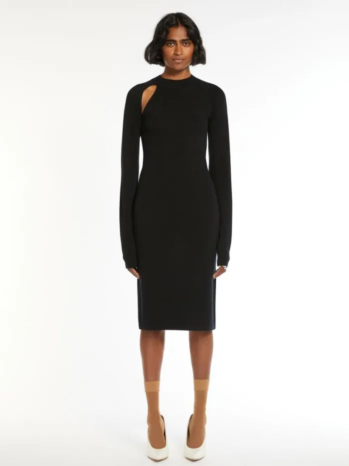 Women Max Mara Dresses Slimfit Knitted Wool And Silk Dress Black