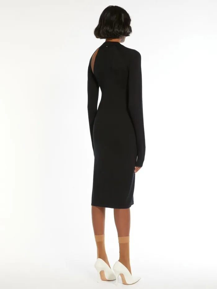 Women Max Mara Dresses Slimfit Knitted Wool And Silk Dress Black