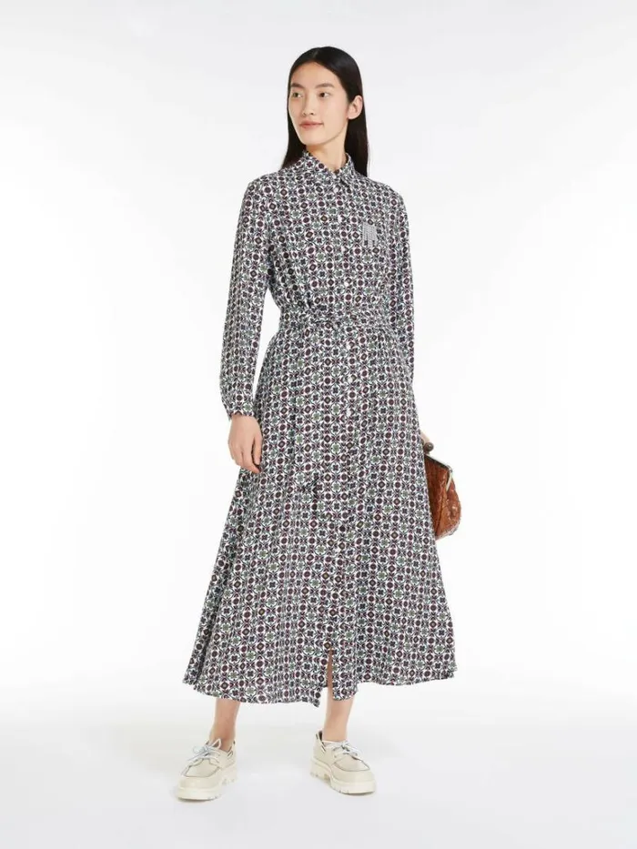 Women Max Mara Dresses Viscose Georgette Shirt Dress Sky Blue