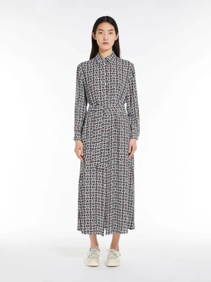 Women Max Mara Dresses Viscose Georgette Shirt Dress Sky Blue