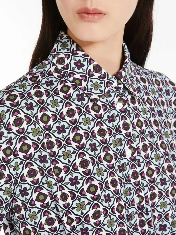 Women Max Mara Dresses Viscose Georgette Shirt Dress Sky Blue