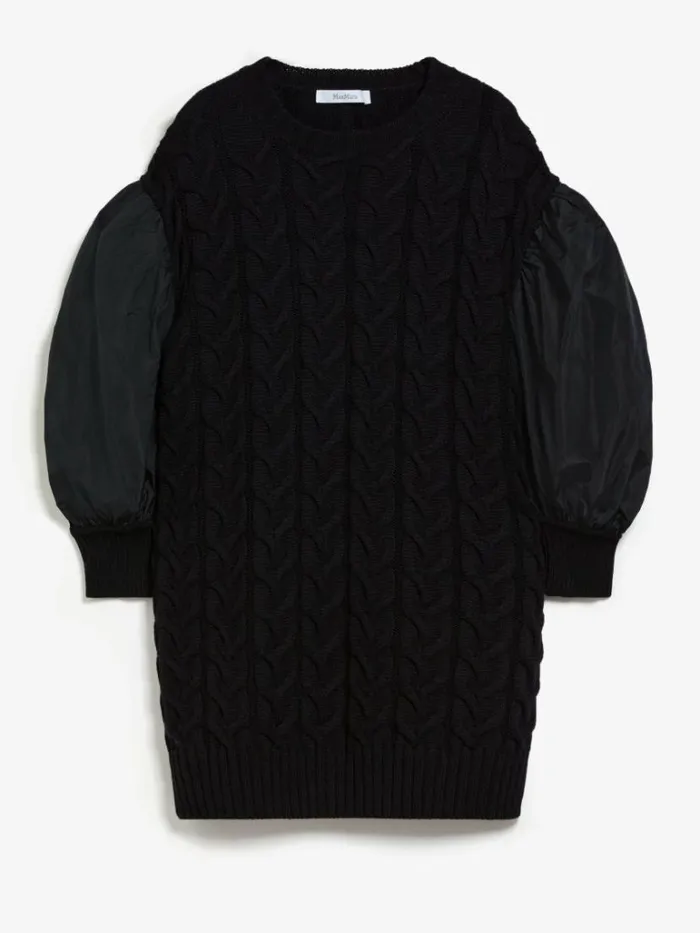 Women Max Mara Dresses Wool Dress With Balloon Sleeves Black