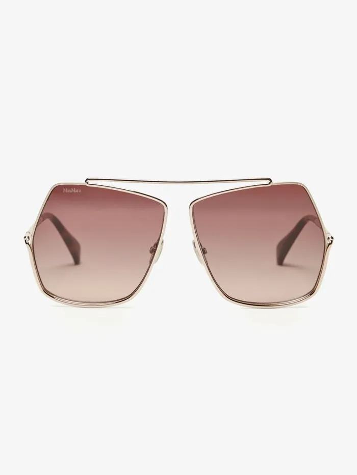 Women Max Mara Eyewear Oversized Metallic Sunglasses Peach