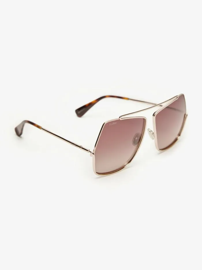 Women Max Mara Eyewear Oversized Metallic Sunglasses Peach