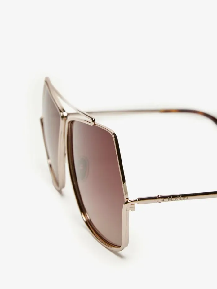 Women Max Mara Eyewear Oversized Metallic Sunglasses Peach