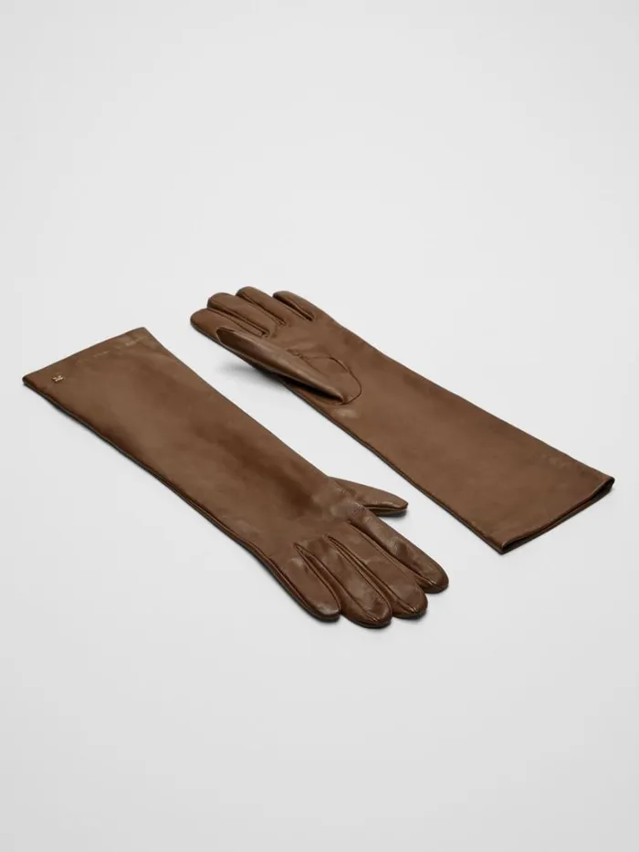Women Max Mara Gloves Nappa Leather Gloves Tobacco