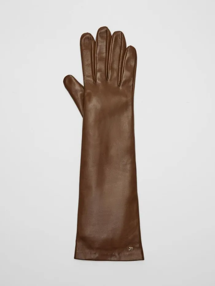Women Max Mara Gloves Nappa Leather Gloves Tobacco