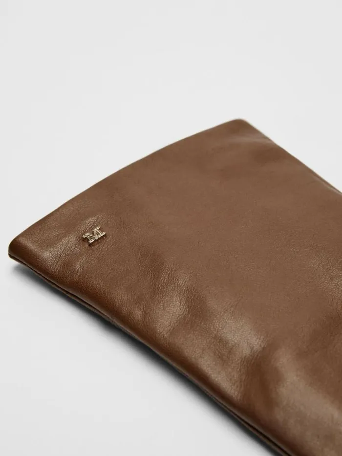Women Max Mara Gloves Nappa Leather Gloves Tobacco