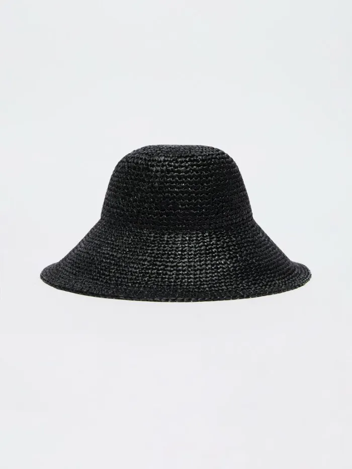 Women Max Mara Hats Straw Hat Black
