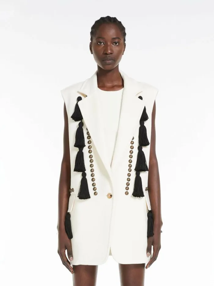 Women Max Mara Jackets And Blazers Wool And Cashmere Midi Gilet Ivory