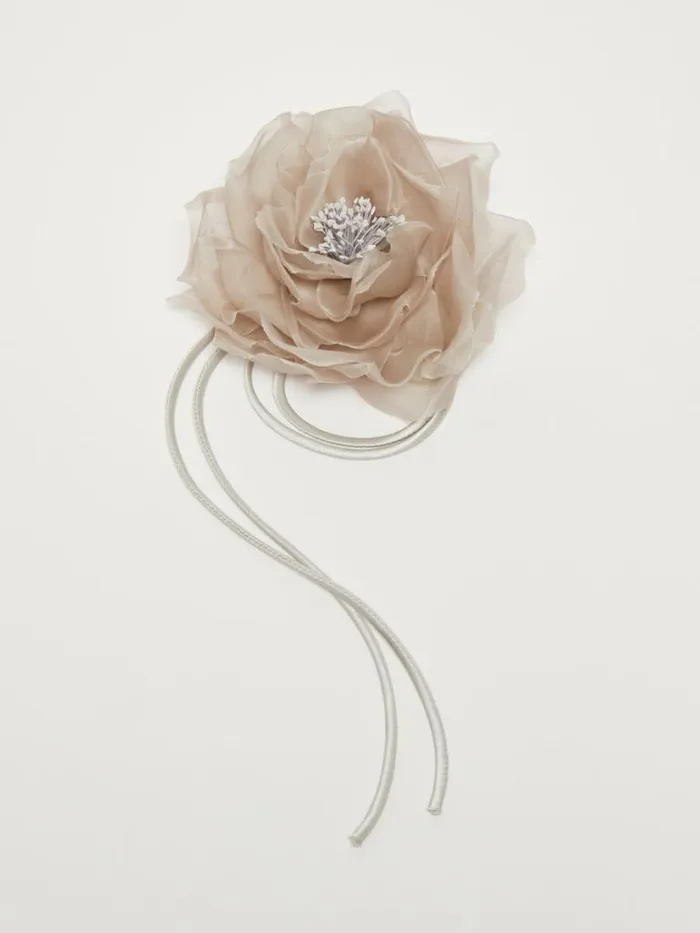 Women Max Mara Jewelry Silk Floral Brooch Silver