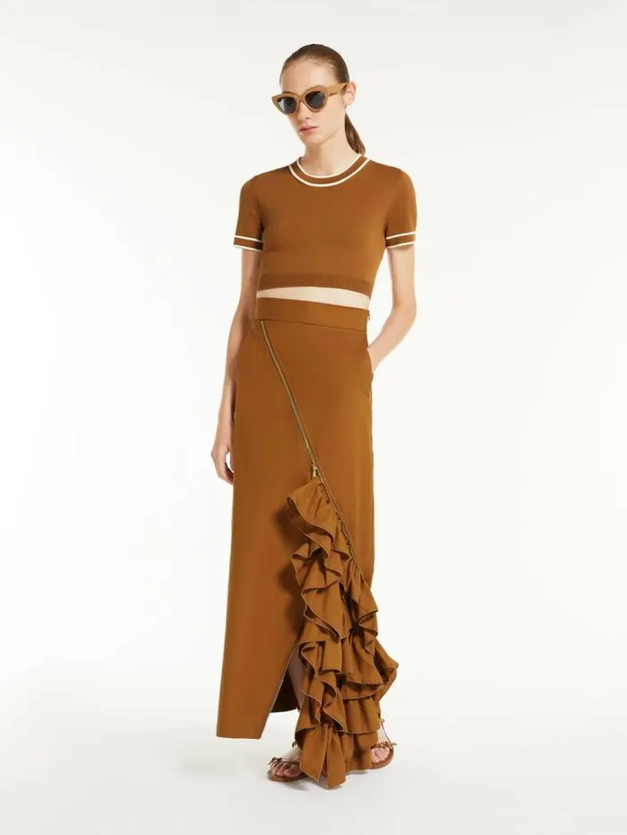 Women Max Mara Knitwear Cotton Yarn Cropped Jumper Tobacco