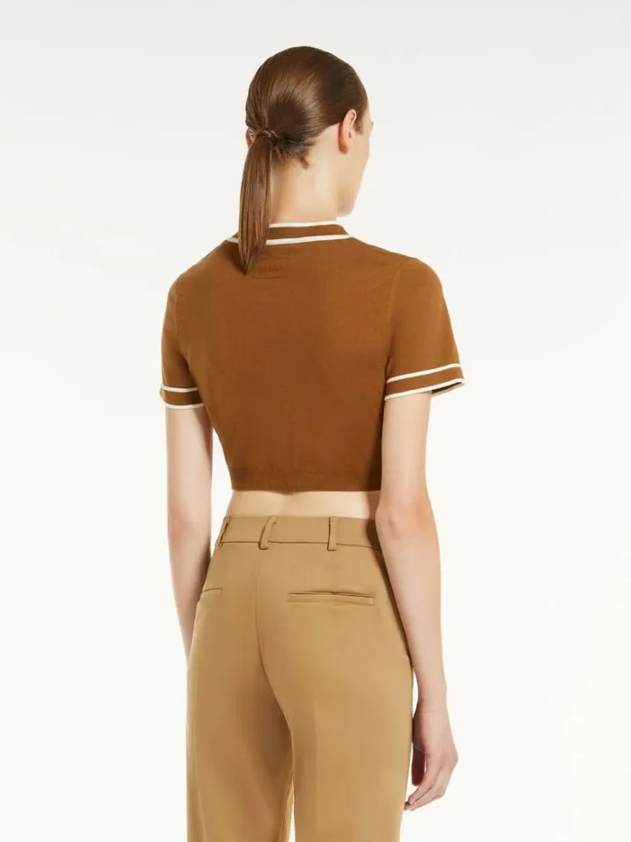 Women Max Mara Knitwear Cotton Yarn Cropped Jumper Tobacco