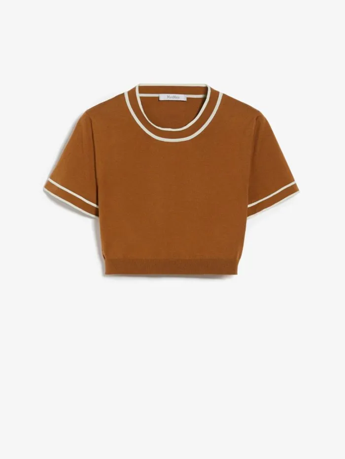 Women Max Mara Knitwear Cotton Yarn Cropped Jumper Tobacco