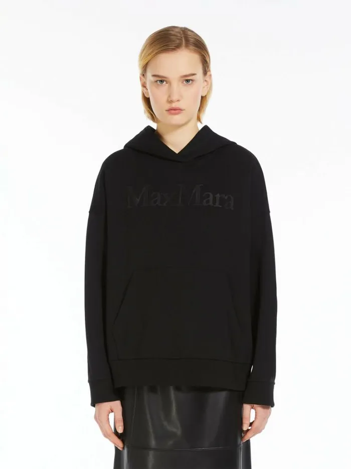 Women Max Mara Knitwear Jersey Hoodie Black
