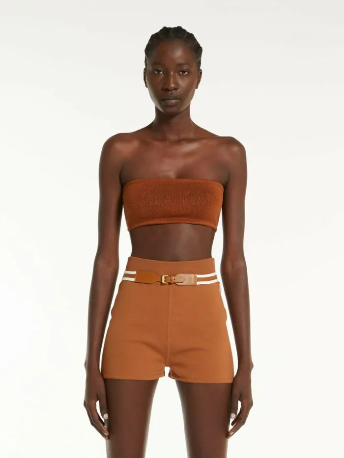 Women Max Mara Knitwear Knit Bandeau Top Tobacco