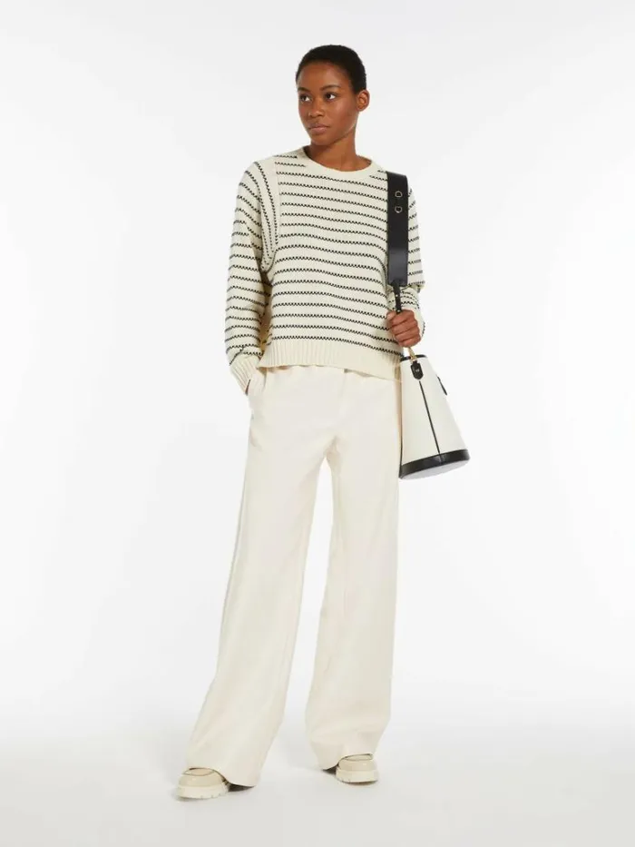 Women Max Mara Knitwear Oversized Striped Cotton Sweater Black