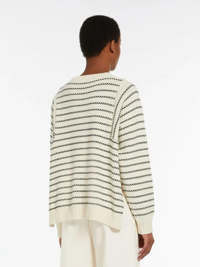 Women Max Mara Knitwear Oversized Striped Cotton Sweater Black